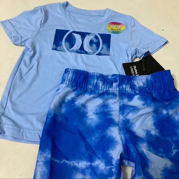 Hurley cute blue tie-dye UPF50+ active shorts set 4058 - Picture 5 of 8